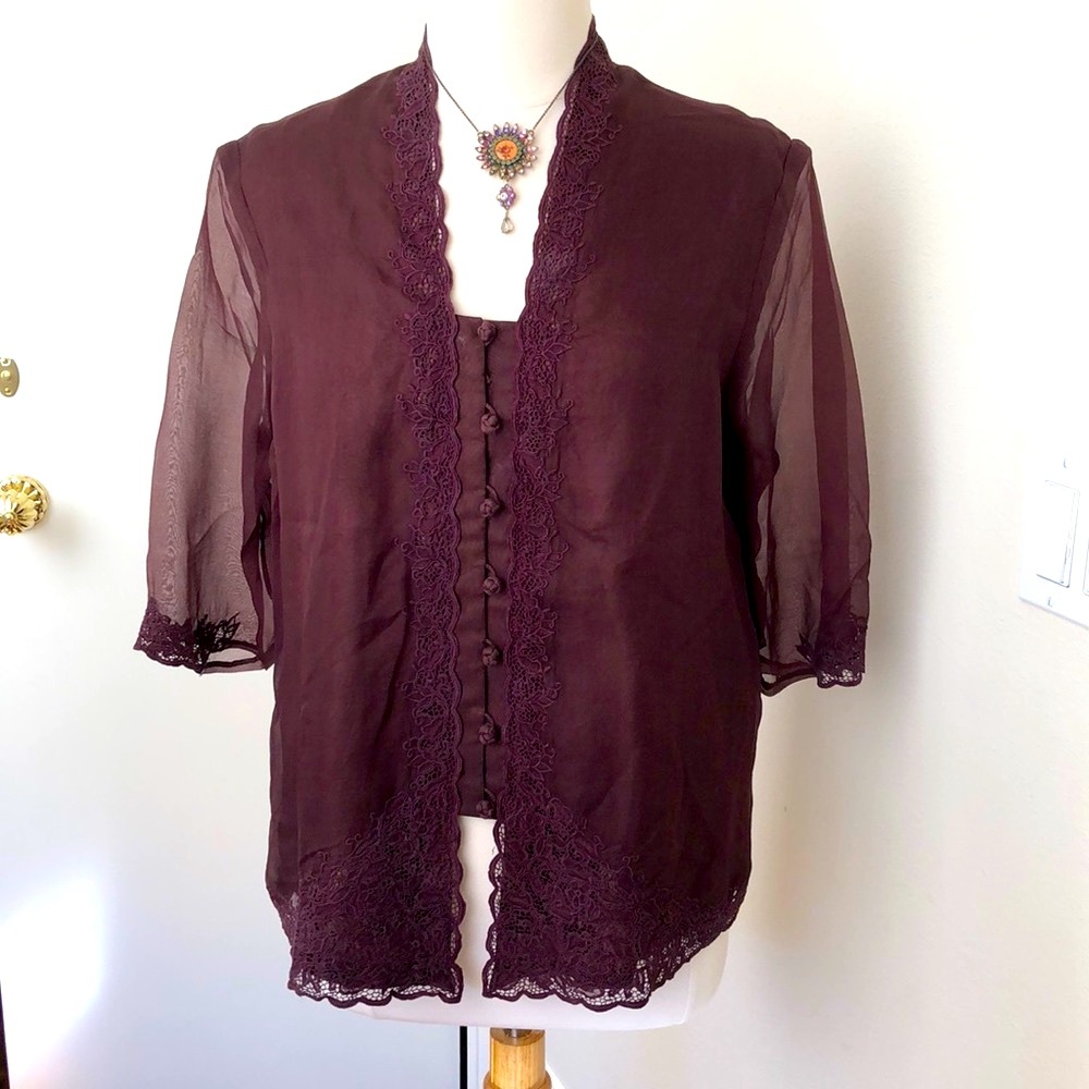 Silk Blouse with lace trim New